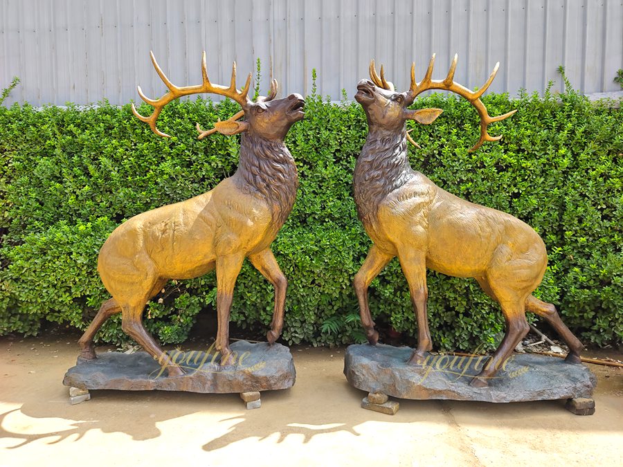 Buy Full Size Bronze Roaring Elk Statue BOKK-273 - Bronze Deer Sculpture - 2 two Bronze Roaring Elk Statues