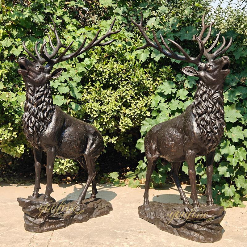 Climbing Mountain Bronze Stag Statue BOKK-269 - Bronze Deer Sculpture - 2