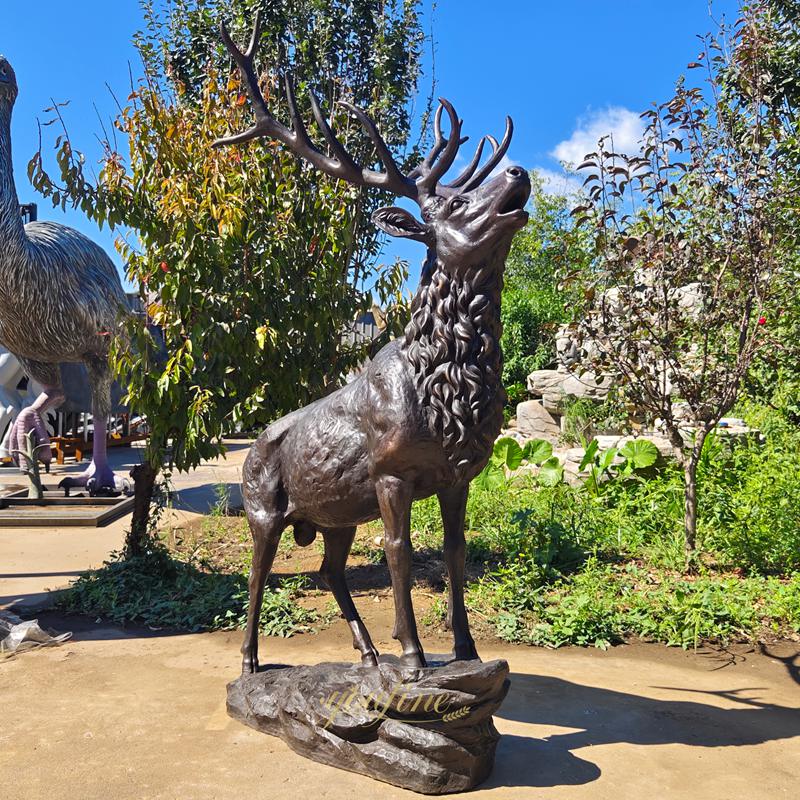 Climbing Mountain Bronze Stag Statue BOKK-269 - Bronze Deer Sculpture - 3