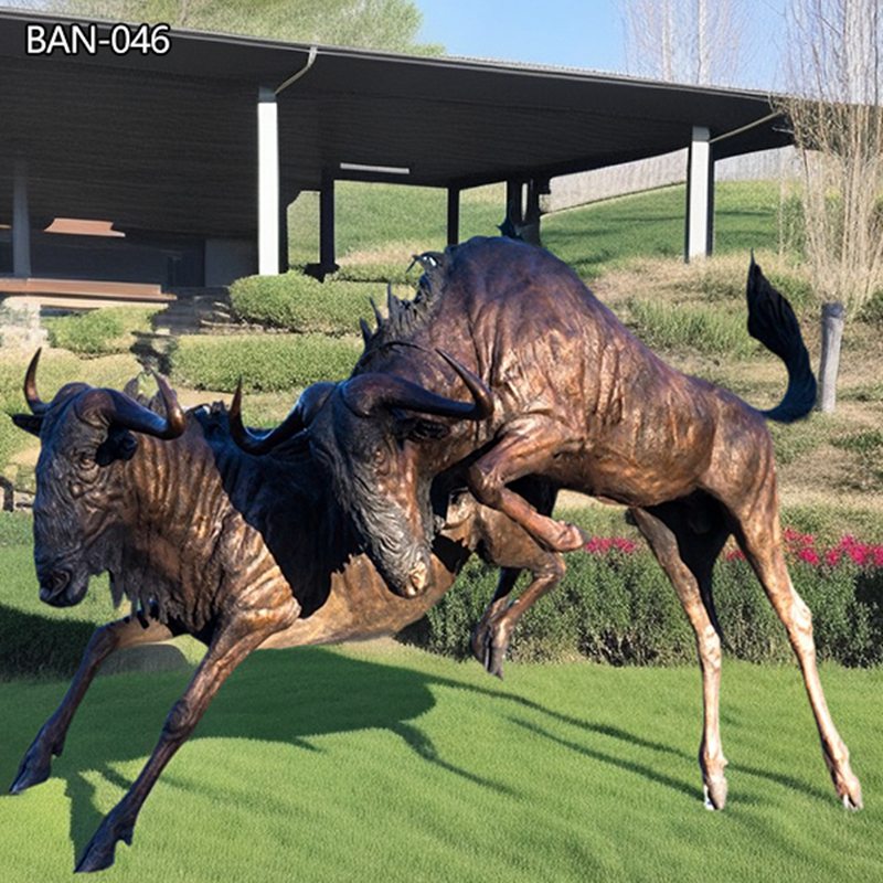 Large wildebeest statue