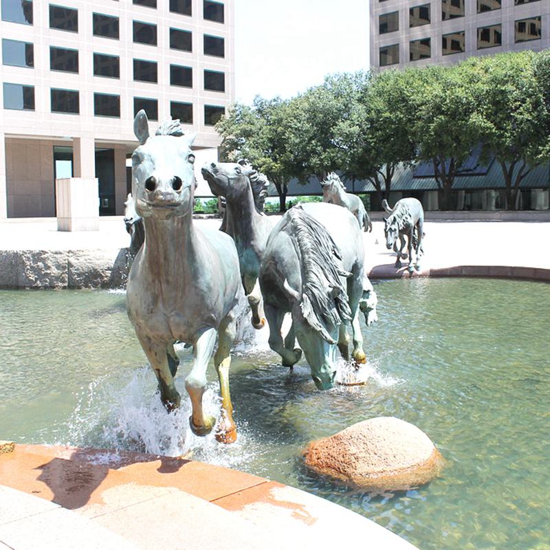 Mustangs of Las Colinas Bronze Running Horse Water Fountain Williams Square Decor - Bronze Animal Fountain - 3