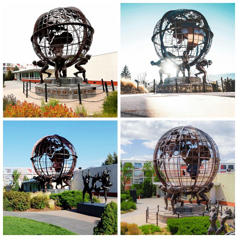 Giant Bronze globe statue Olympic Strength Training Center Decor - Bronze University & School Sculpture - 12