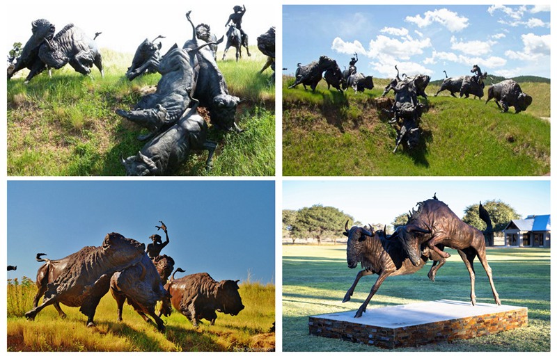 Lifesize Leaping Bronze Wildebeest Statue African Wildlife Art for Sale - Bronze Wildlife Sculpture - 4