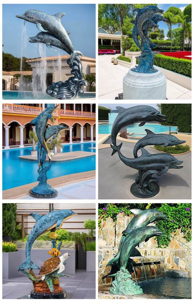 Bronze Life Size Garden Dolphin Statues Swimming Pool Decoration - Bronze Dolphin Sculpture - 3