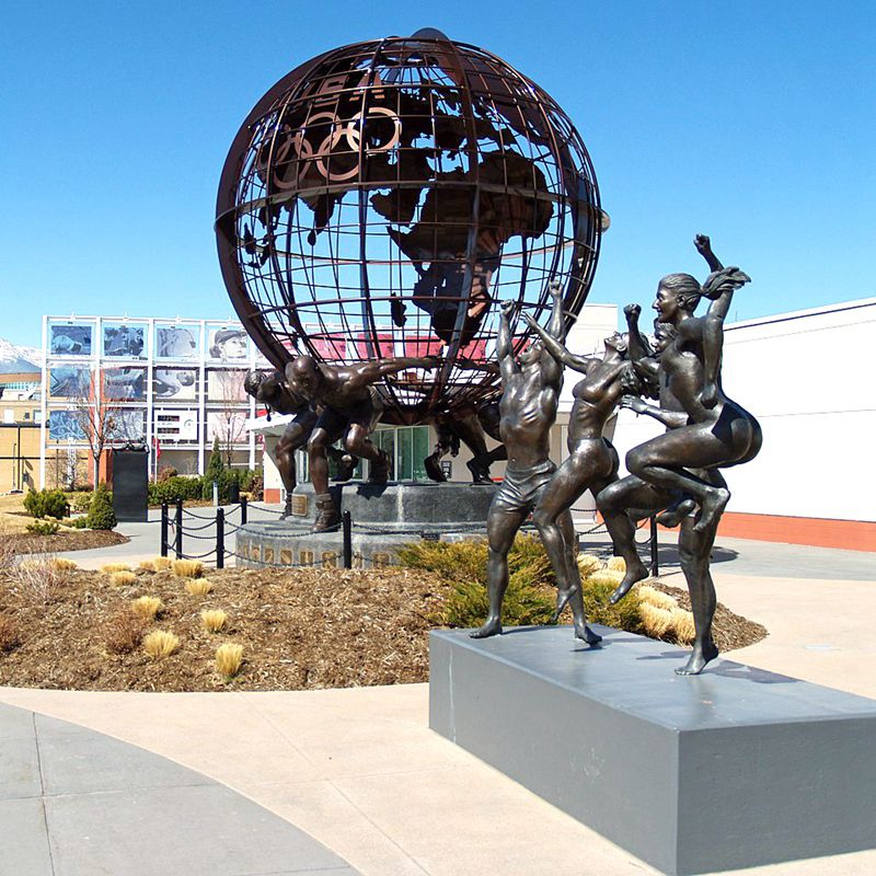 Giant Bronze globe statue Olympic Strength Training Center Decor - University & School Sculpture - 1