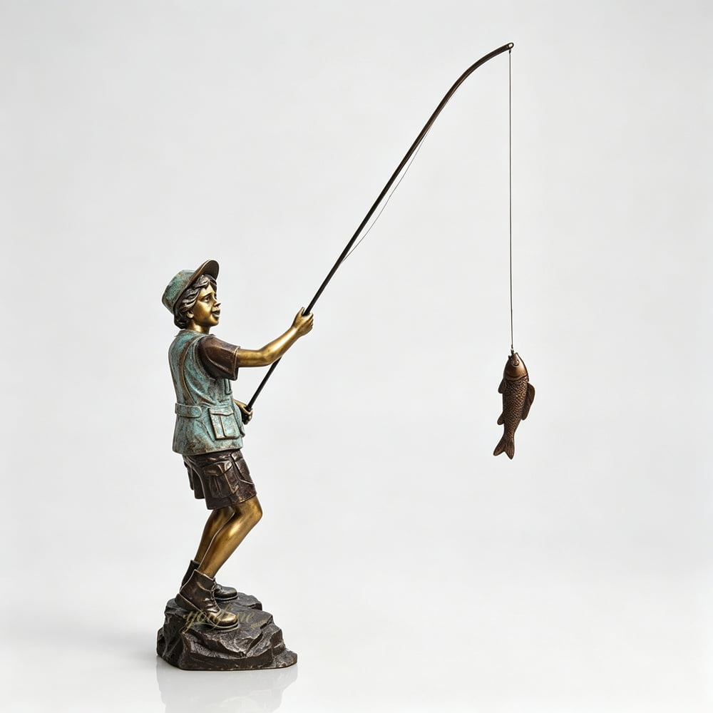 Boy Fishing Statue