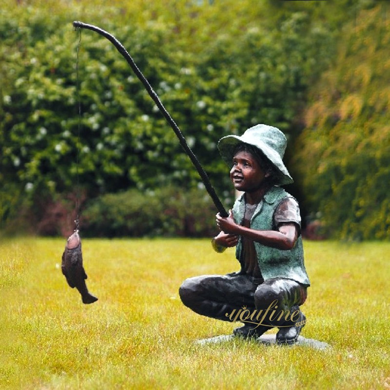 Life Size Garden Bronze Boy Fishing Statue Factory Supplier - Bronze Children Statues - 3