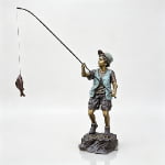 Bronze Boy Fishing Statue