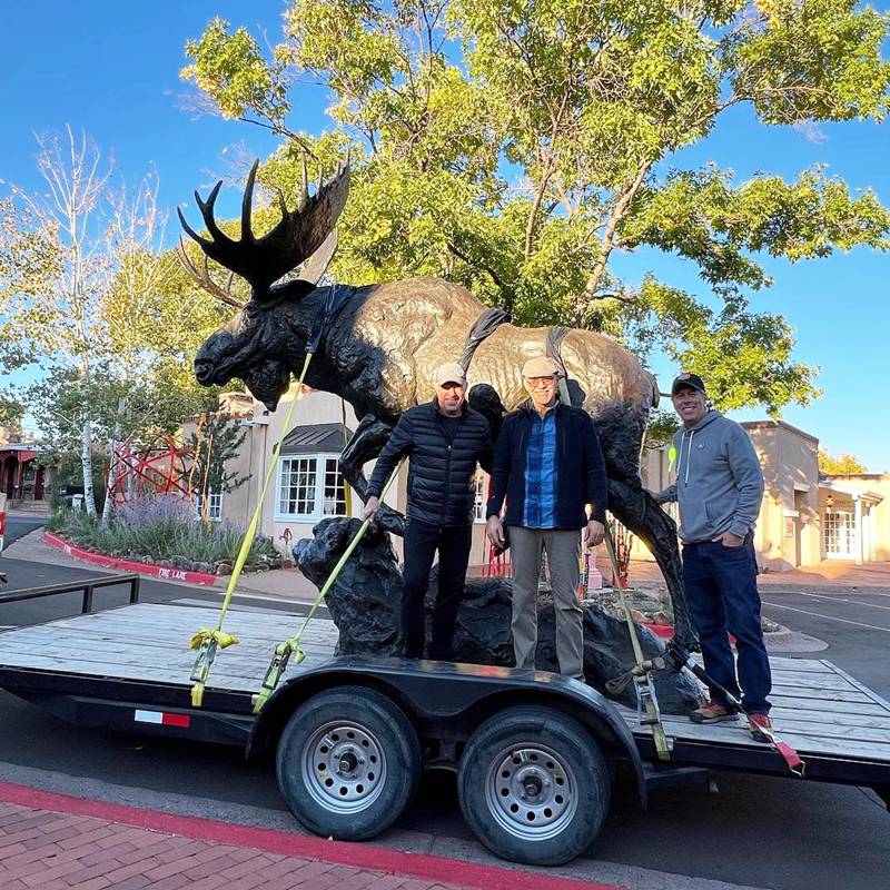 Bronze moose sculpture garden art