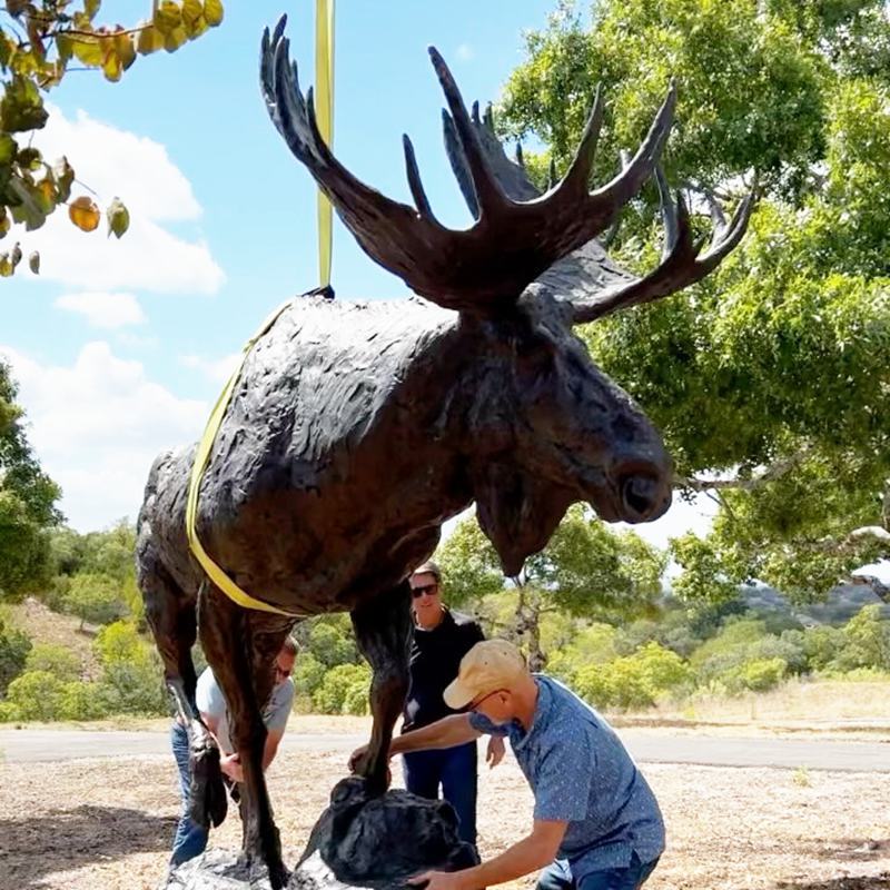 Bronze moose sculpture