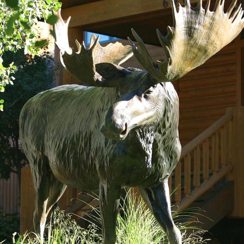 Bronze moose statue