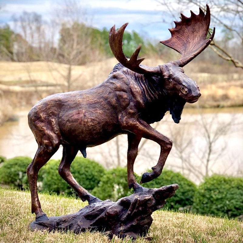 Life size moose sculpture for garden