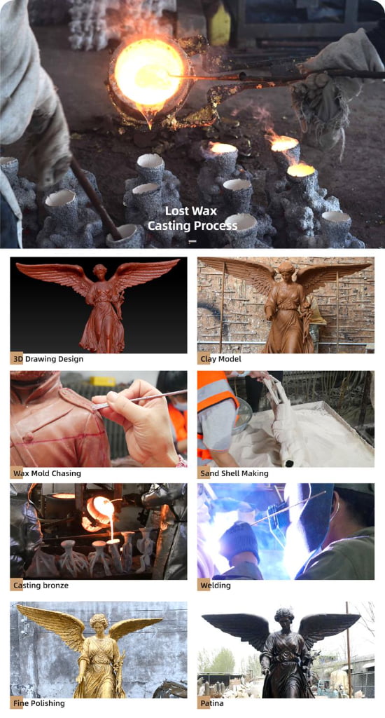 Traditional Lost Wax Method for angle statue