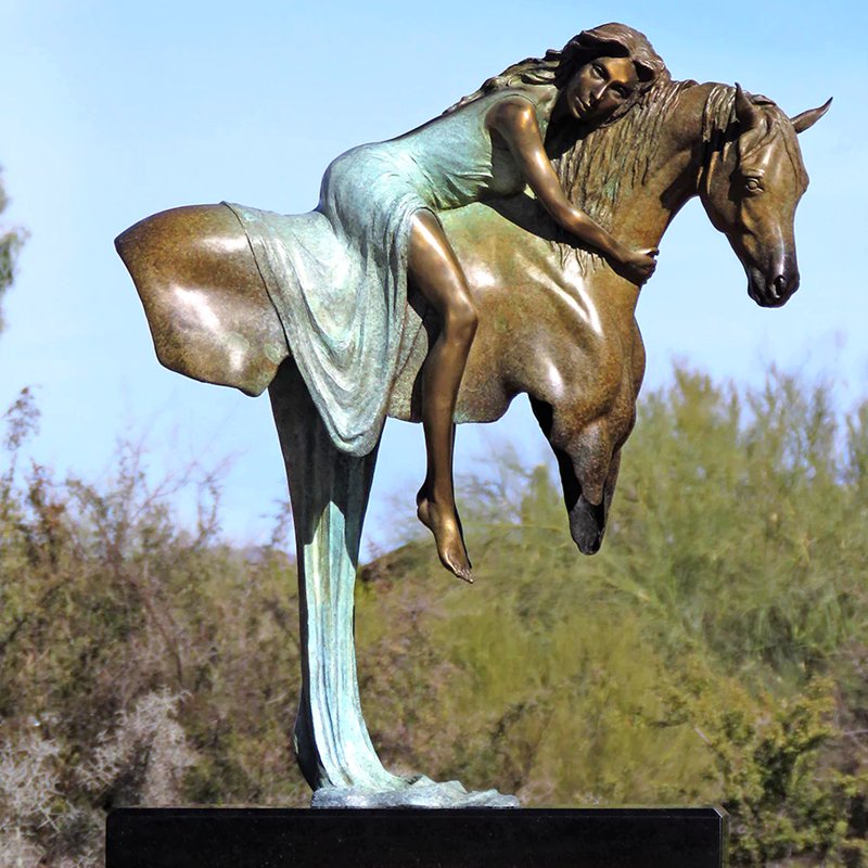 Bronze Full Size Cowboy Horse Statue Outdoors Racecourse Decoration - Bronze Horse Statues - 18
