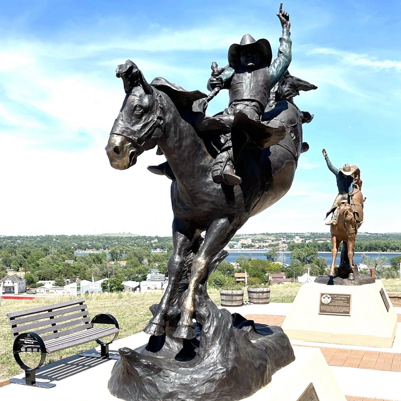 Bronze Full Size Cowboy Horse Statue Outdoors Racecourse Decoration - Bronze Horse Statues - 5