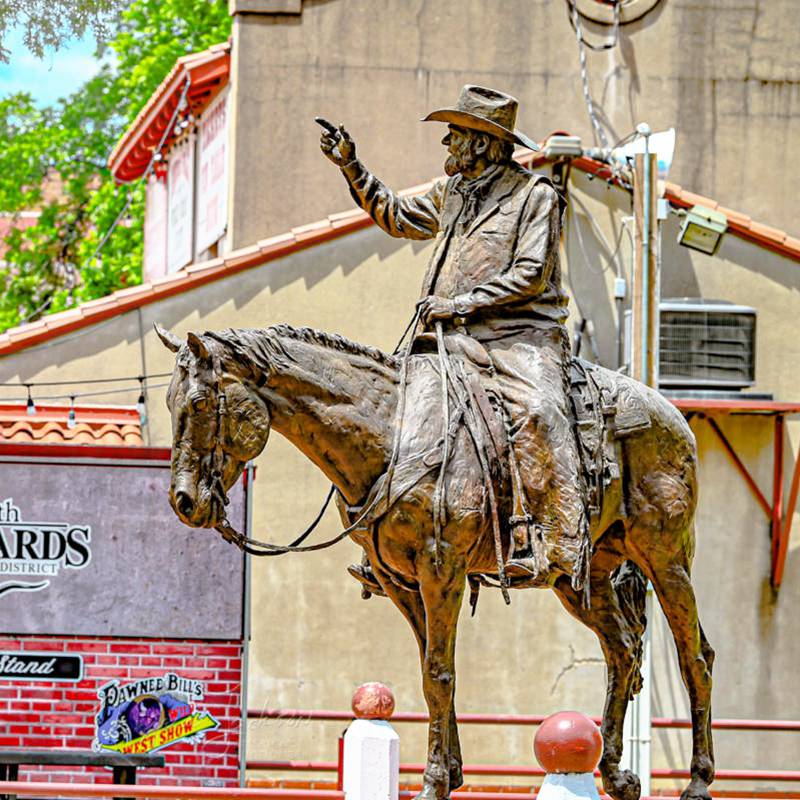 Full Size Outdoor Bronze Famous Cowboy Statue Cowtown Colesium Art - Bronze Horse Statues - 2