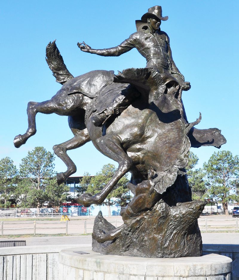 Bronze Full Size Cowboy Horse Statue Outdoors Racecourse Decoration - Bronze Horse Statues - 13