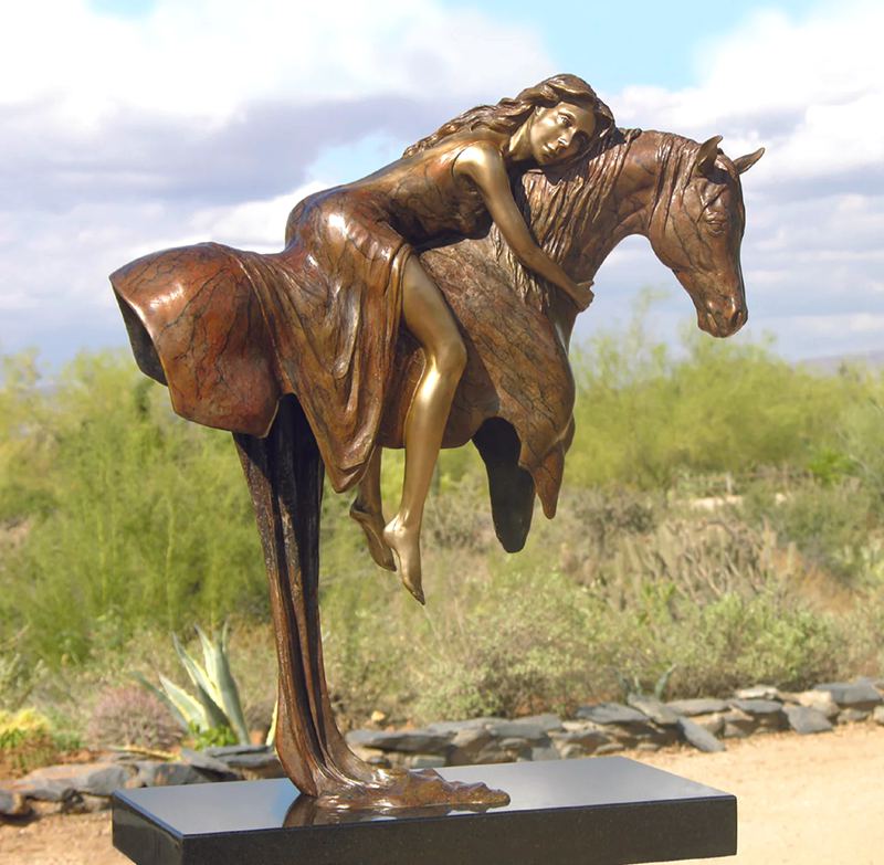 Bronze Full Size Cowboy Horse Statue Outdoors Racecourse Decoration - Bronze Horse Statues - 20