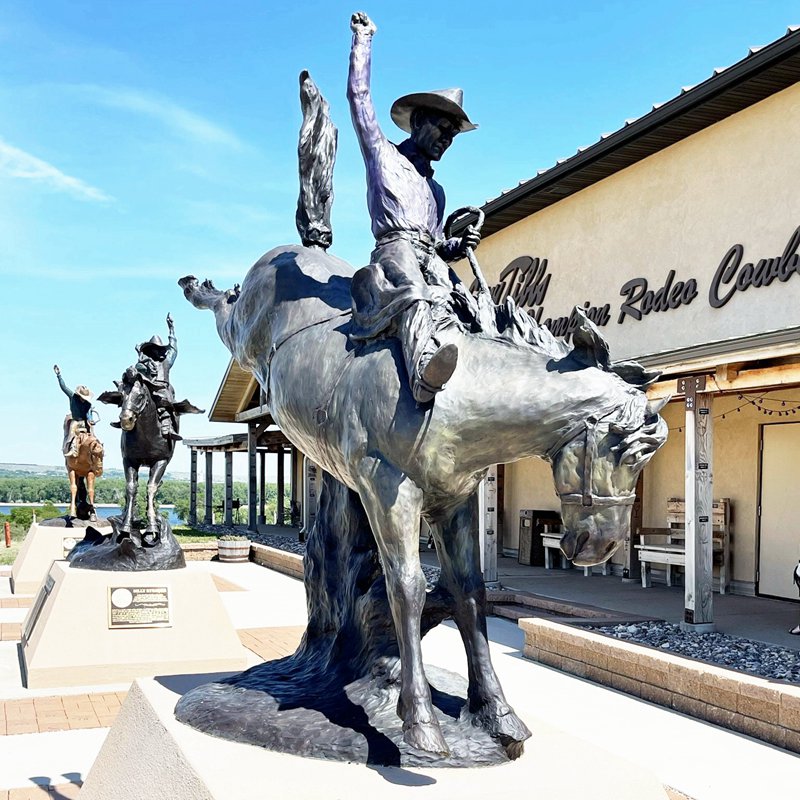 Bronze Full Size Cowboy Horse Statue Outdoors Racecourse Decoration - Bronze Horse Statues - 6