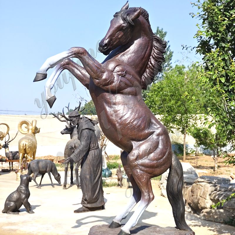 Bronze Full Size Cowboy Horse Statue Outdoors Racecourse Decoration - Bronze Horse Statues - 22