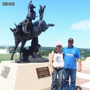 Bronze Full Size Cowboy Horse Statue Outdoors Racecourse Decoration