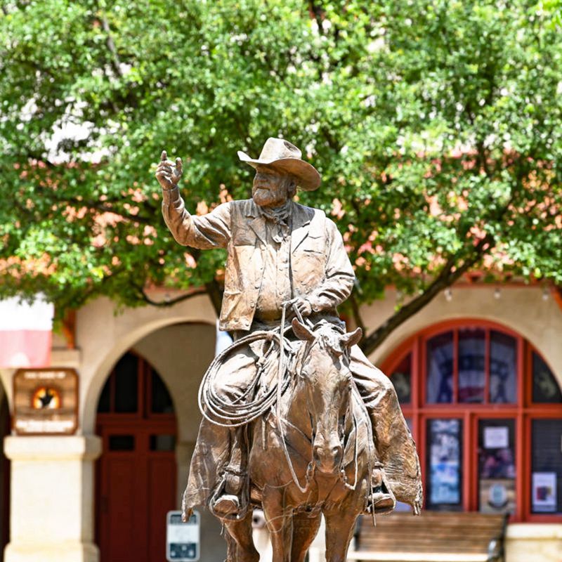 Full Size Outdoor Bronze Famous Cowboy Statue Cowtown Colesium Art - Bronze Horse Statues - 1