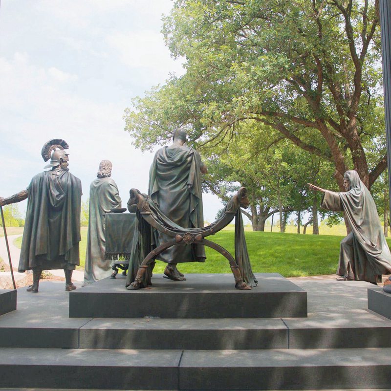 1-5 Jesus is Made to Bear His Cross bronze statue