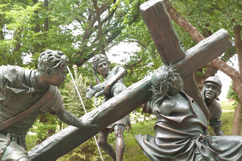 Stations of the Cross III: Jesus Falls the First Time Bronze Statue - Bronze Jesus Statue - 3