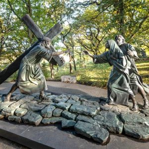 Stations of the Cross IV: Jesus Meets His Mother Bronze Statue
