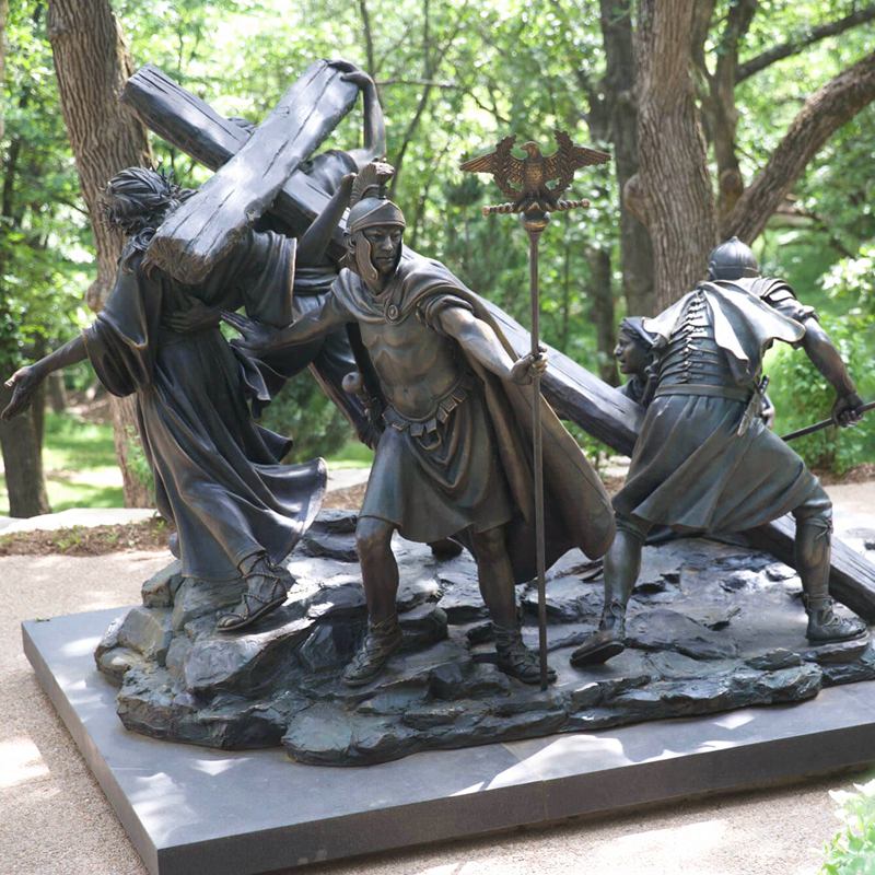 5-5 Simon of Cyrene Helps Bear the Cross Bronze Statue