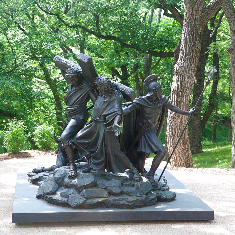 5-7 Simon of Cyrene Helps Bear the Cross Bronze Statue