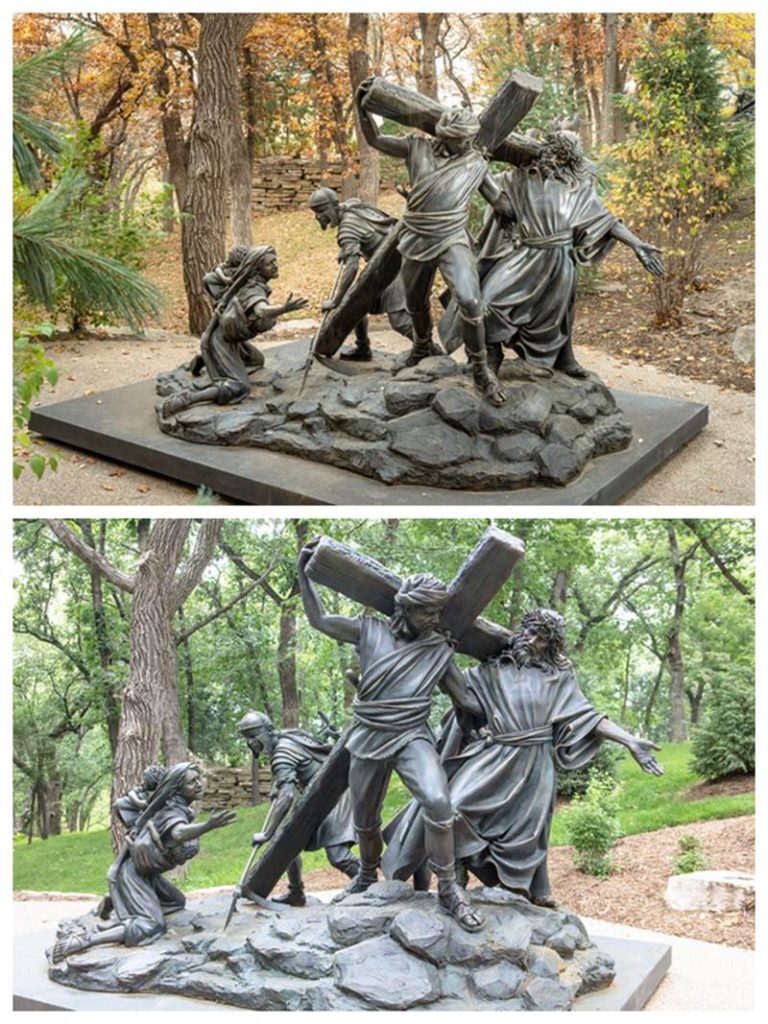 Stations of the Cross V: Simon of Cyrene Helps Bear the Cross Bronze Statue - Bronze Jesus Statue - 5