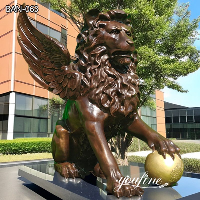 Bronze winged lion statue for sale