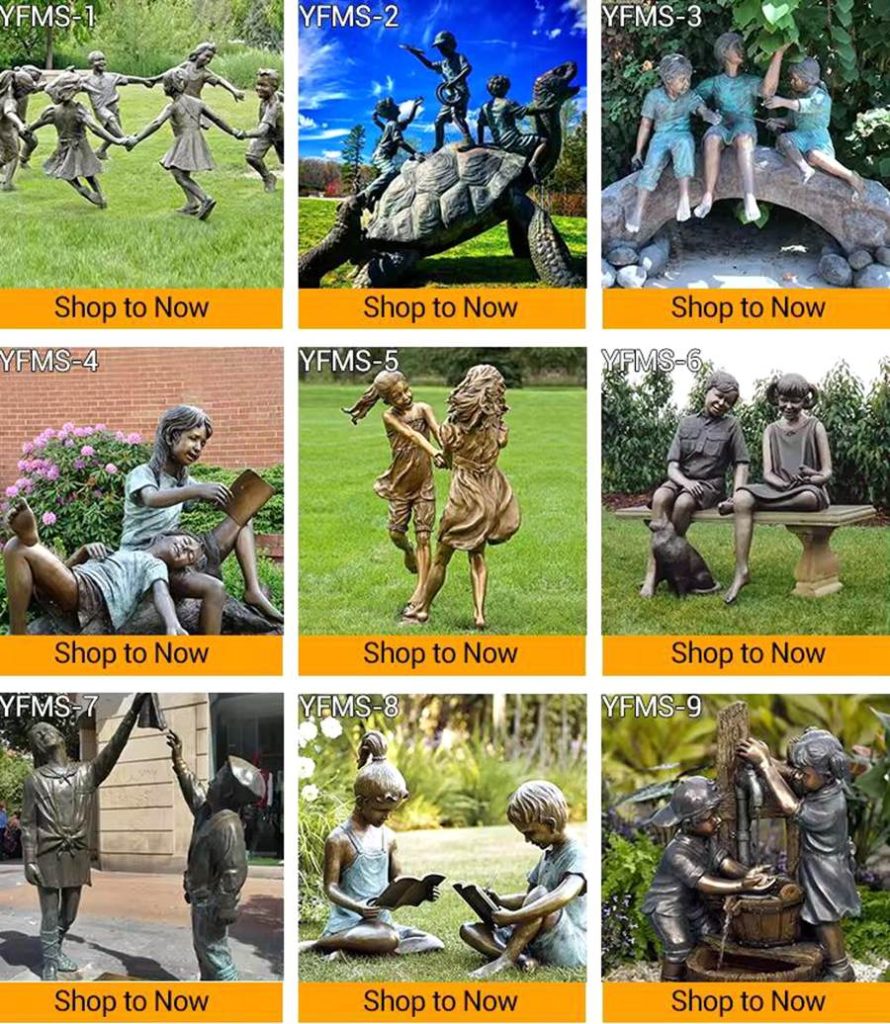 Life Size Bronze Child Sculpture Playing Rabbit Chasing Garden Decor - Bronze Children Statues - 11