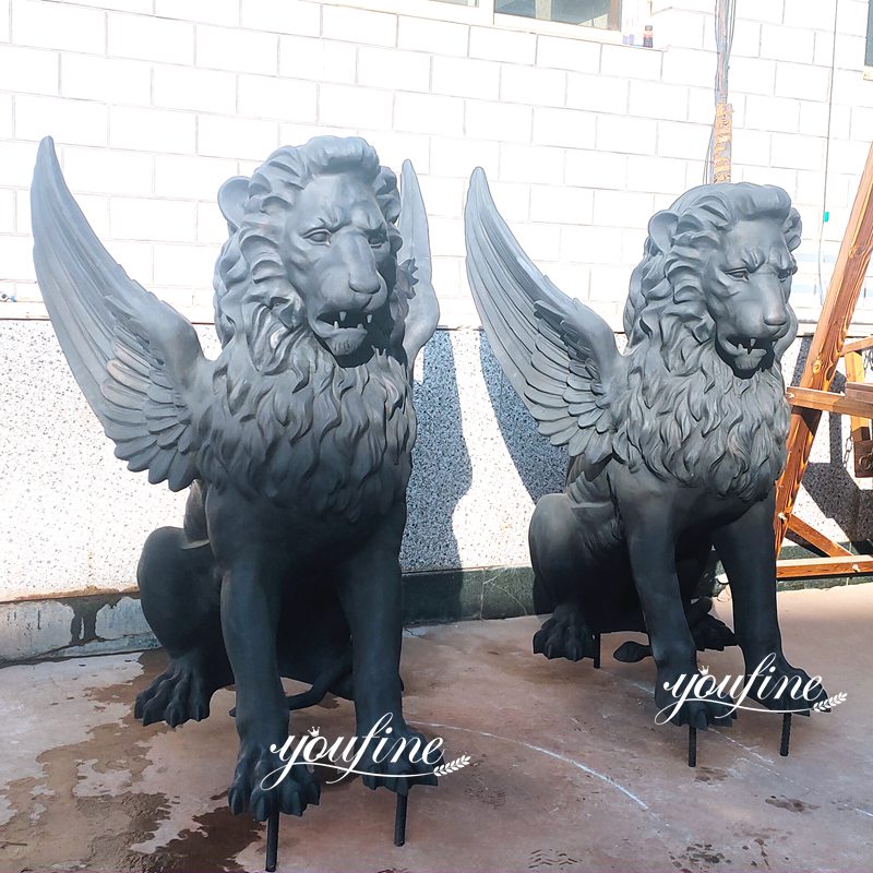 Bronze Ancient Life Size Winged Lion Statue for Sale - Bronze Lion Statues - 5