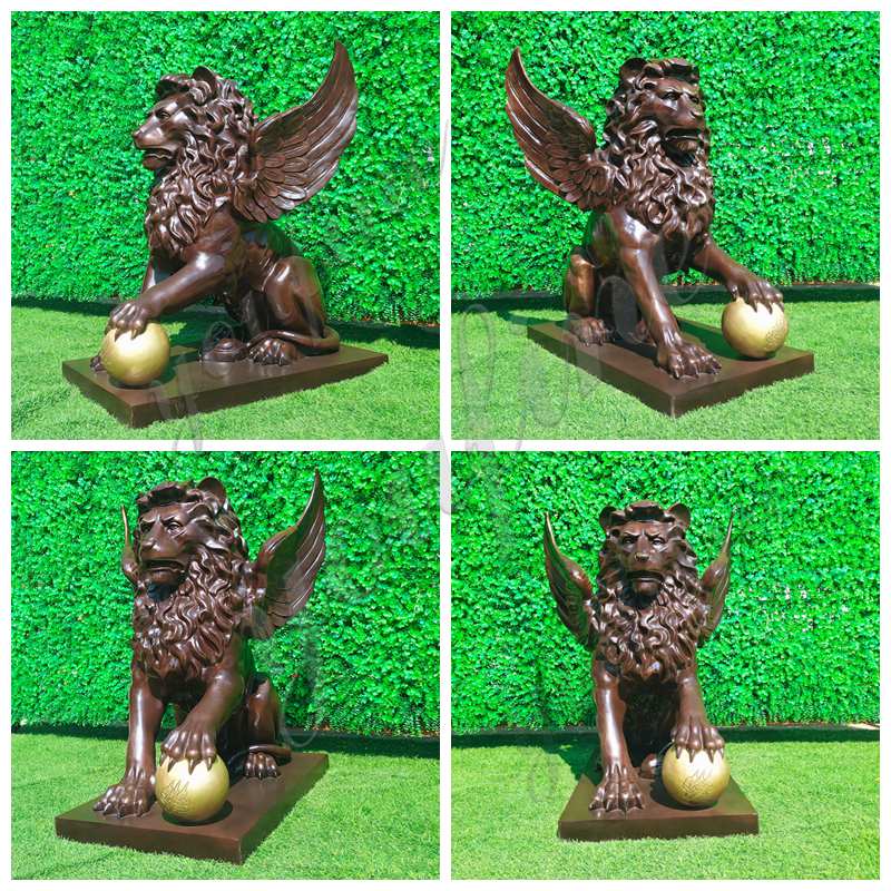 Bronze Ancient Life Size Winged Lion Statue for Sale - Bronze Lion Statues - 2