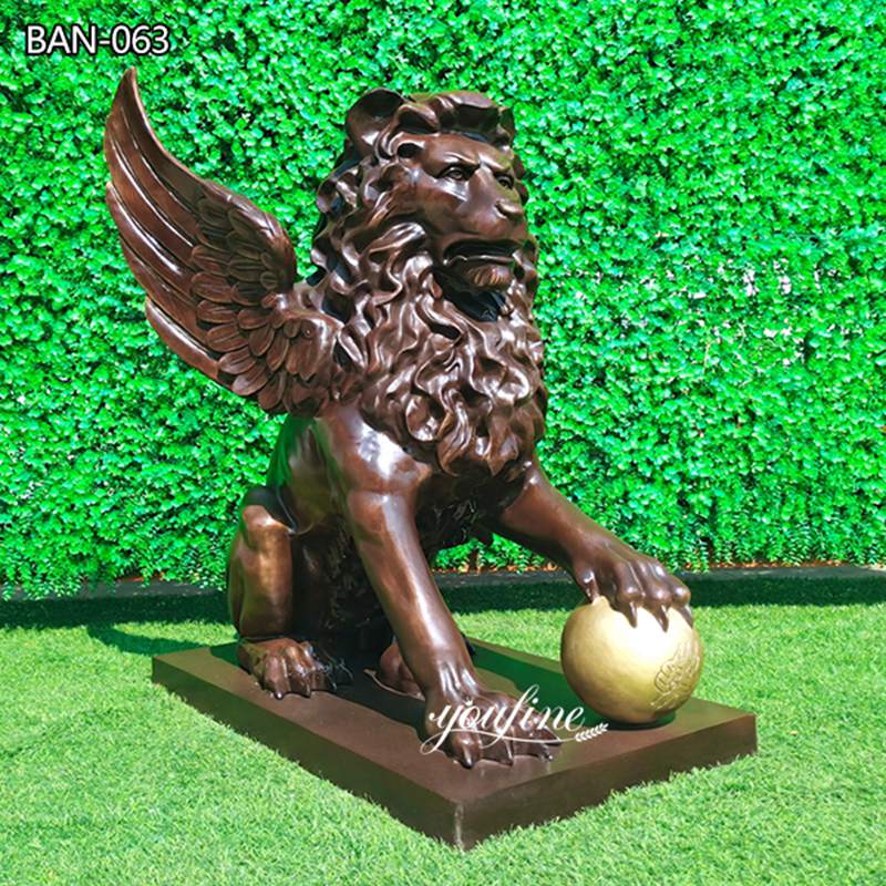 large outdoor Winged lion statues