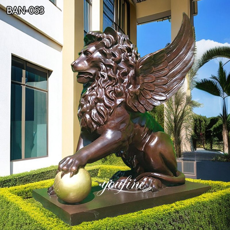 large outdoor winged lion statue for sale