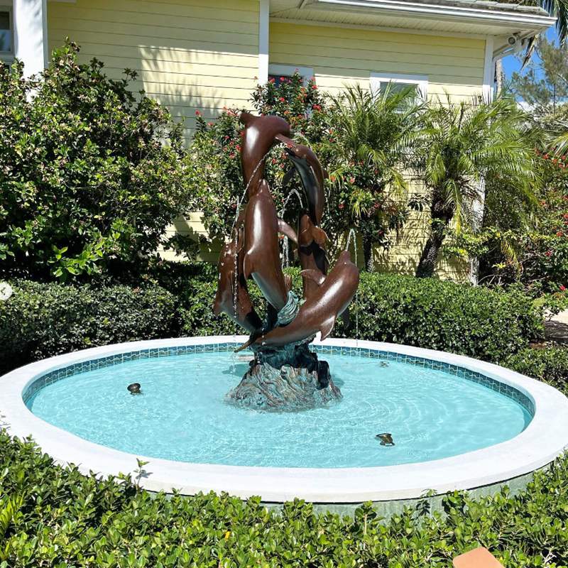 Bronze Dolphin Fountain Statue