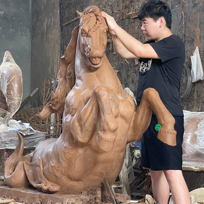 antique bronze horse fountain clay model