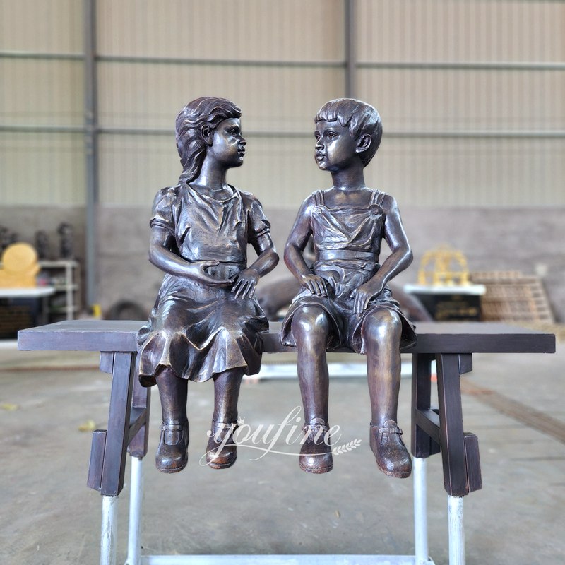 bronze child garden art