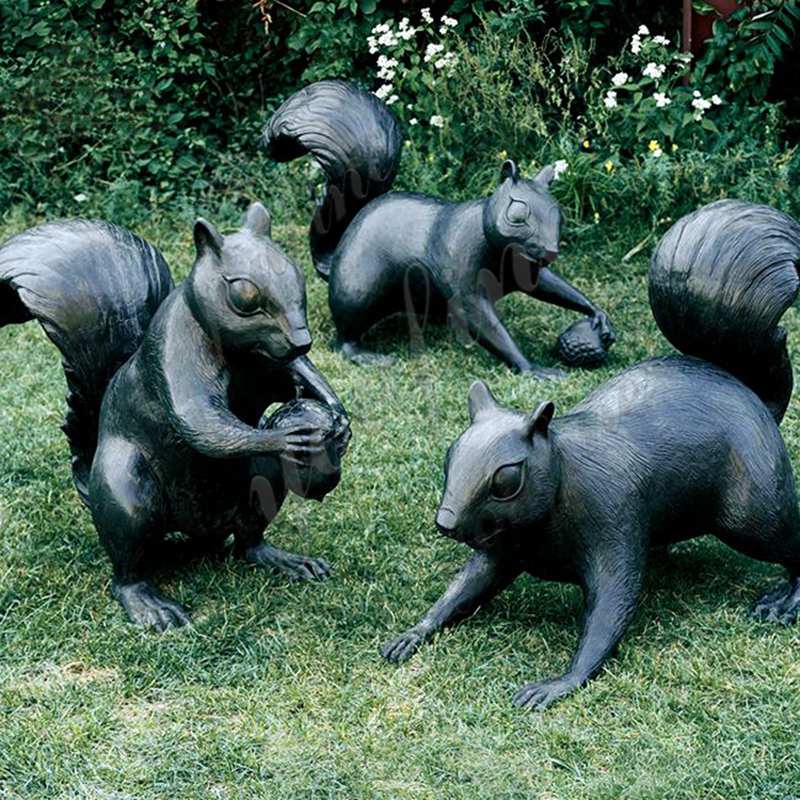 bronze squirrel statue art