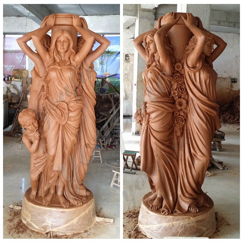 bronze water fountain statues clay model
