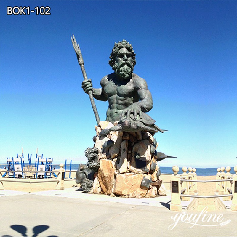 large bronze Poseidon sculpture