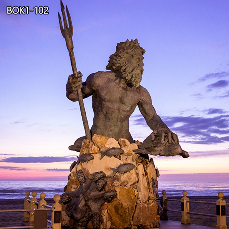 outdoor bronze Poseidon sculpture