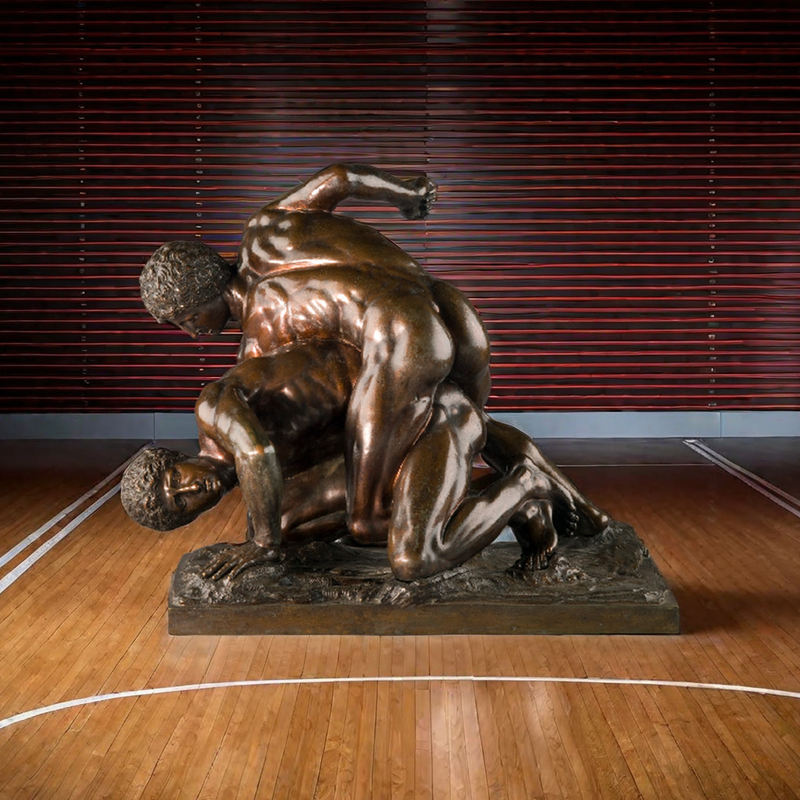 bronze the wrestler statue