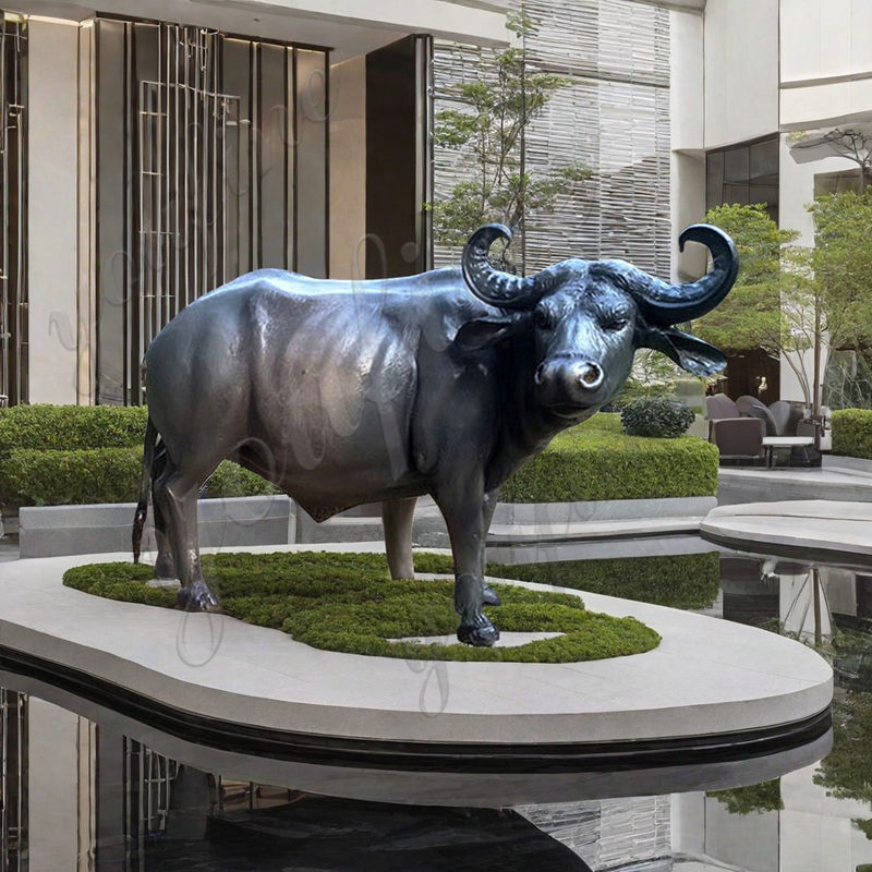 Life Size Bronze Buffalo Sculpture Park Ornament for Sale - Bronze Buffalo Statue - 7