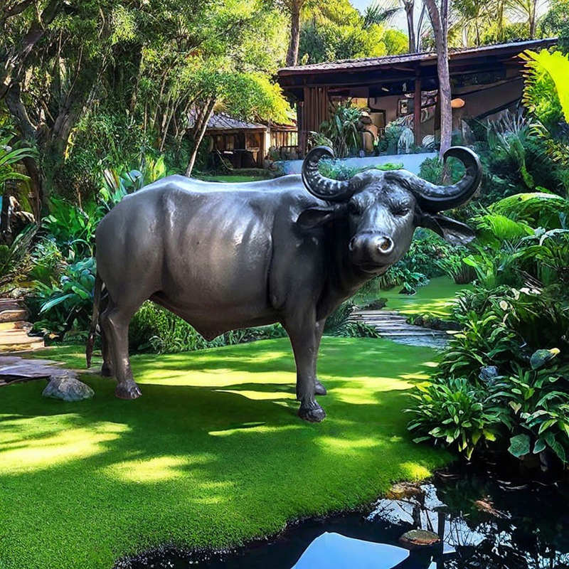 Life Size Bronze Buffalo Sculpture Park Ornament for Sale - Bronze Buffalo Statue - 3