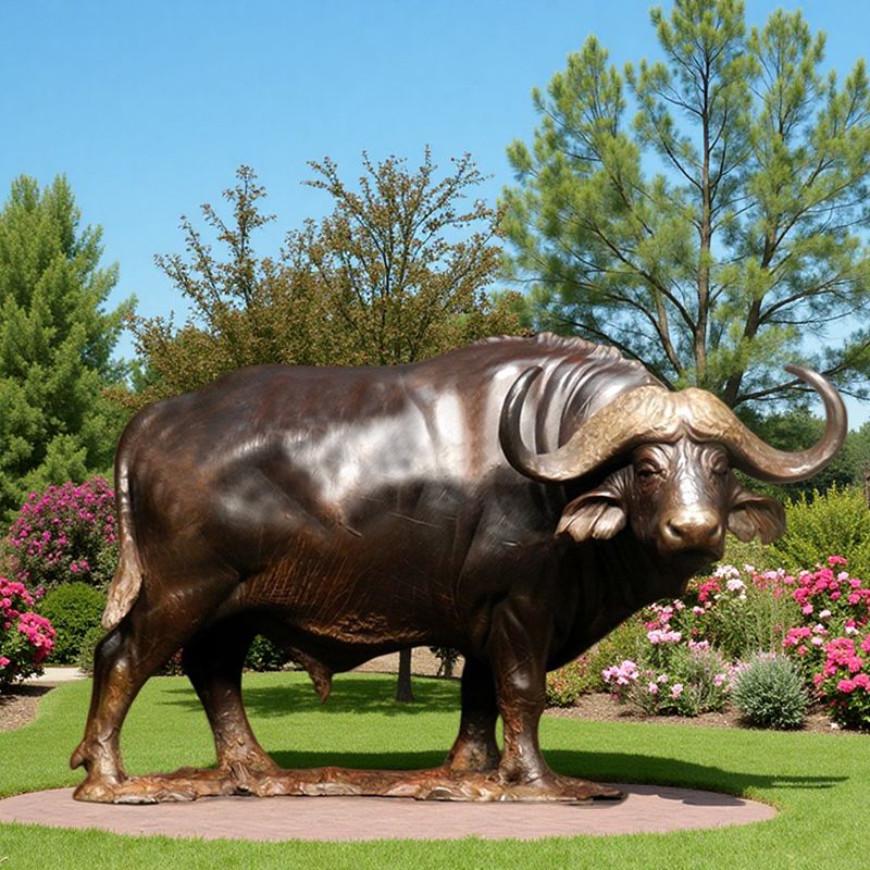 Bronze Large Outdoor Buffalo Statue BOK1-312 - Bronze Buffalo Statue - 3 buffalo statue art