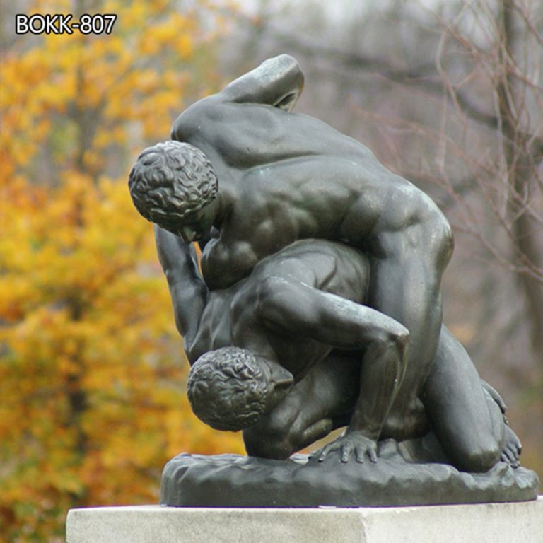 bronze the wrestlers statue-